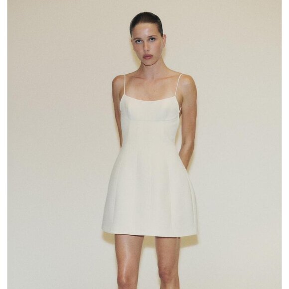 ZAra White Deim Mini Dress Wome size S SMall - Picture 1 of 8